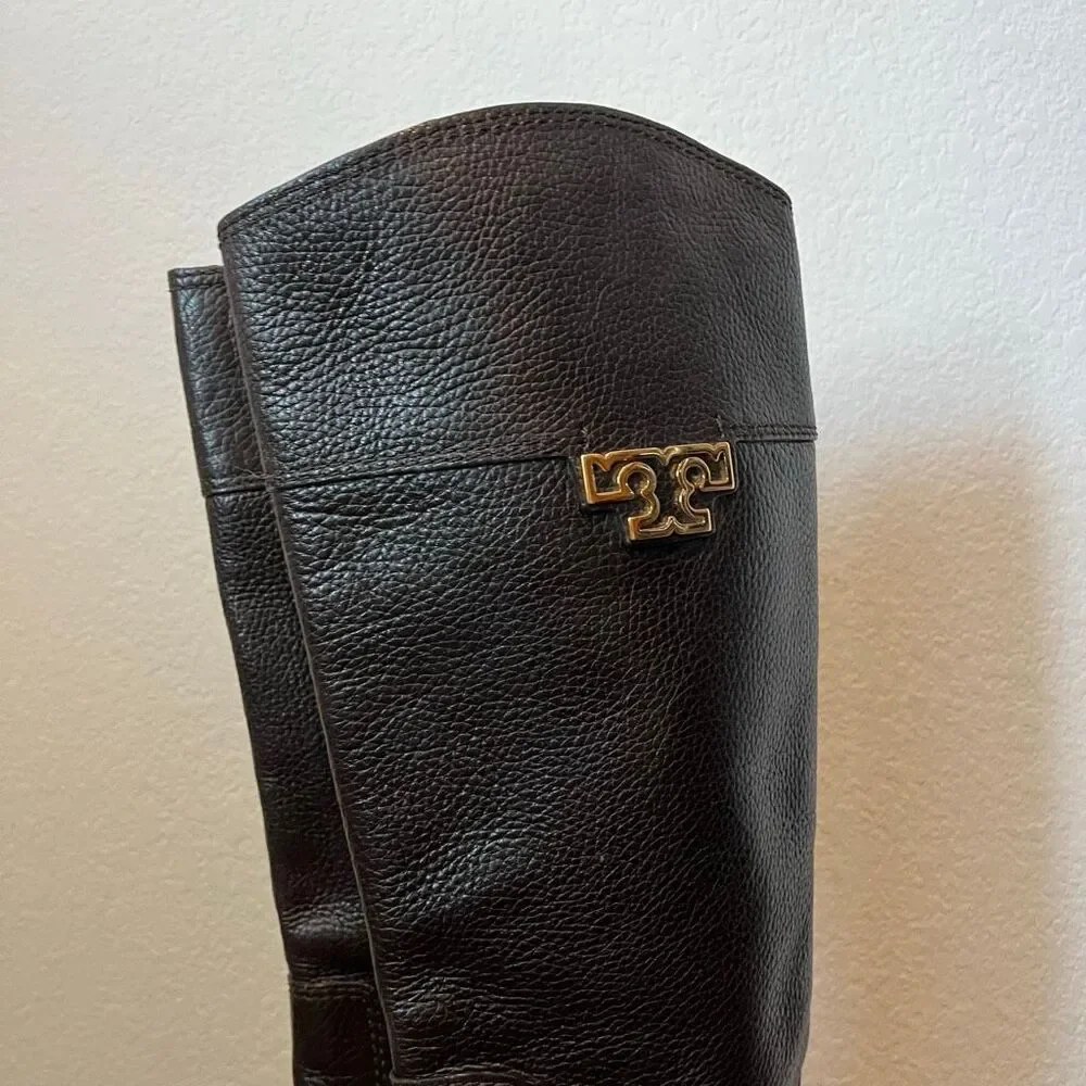 Tory Burch Joanna Leather Brown Tall Knee High Riding Boots Women's Size 8.5